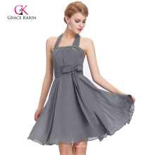 Grace Karin Halter Knee Length Chiffon Grey Bridesmaid Dress CL2290-2